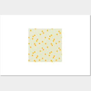 Scattered Dots Minimalist Geometric Pattern - Green and Marigold Posters and Art